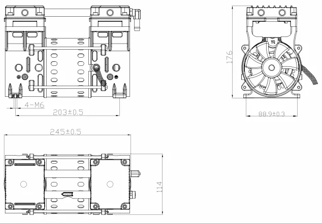 120LPM Small Oil Free Piston Vacuum Pump High Flow Rate Low Noise MVP-120V
