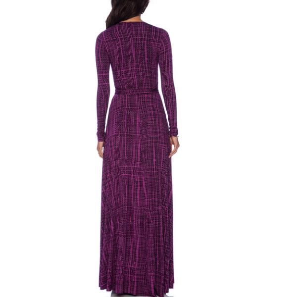 Long Sleeved Knitted Printed Stripped Evening Dress