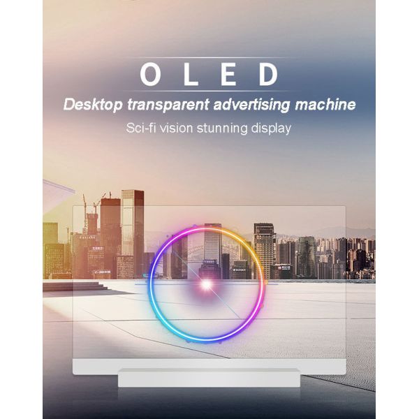 77 inch See Through Advertising Screen Transparent OLED Desktop Advertising Machine