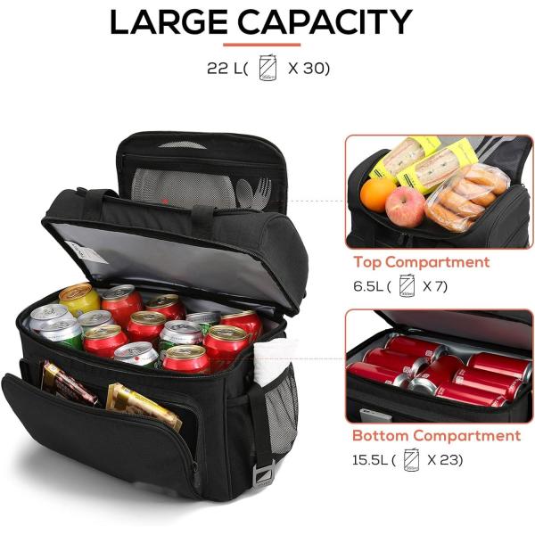 Extra Large Insulated Black Picnic Camping Beach Work Custom Travel Cooler Bag