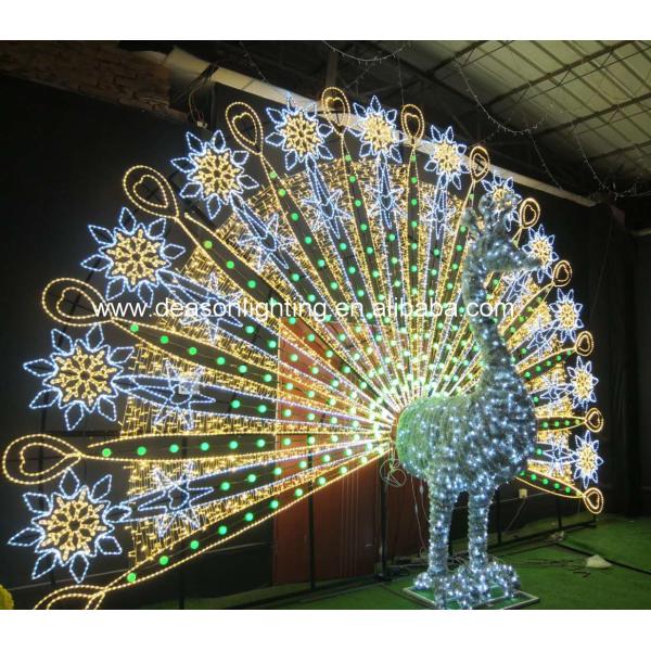 New Christmas Wedding Festival Outdoor Large Size 3D LED Sculptures Peacock Motif Light For Sale