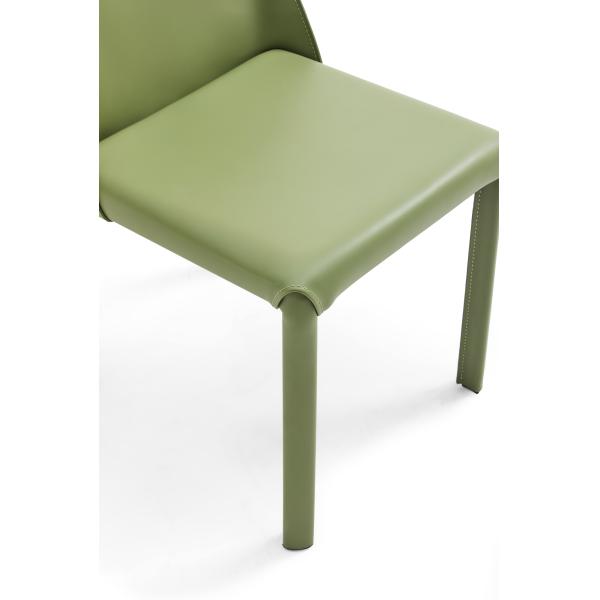 Living Room PU Dining Chairs Tear Resistant Green Fabric