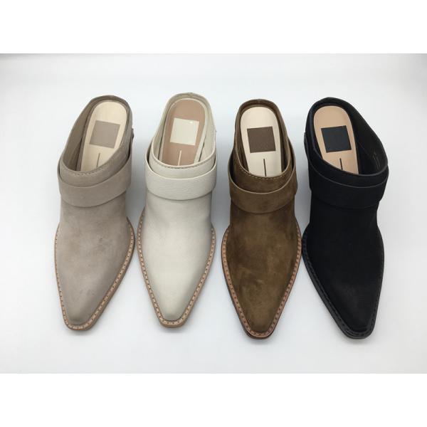 Closed Toe Wedge Womens Leather Dress Shoes Soft Two Tone Full Wrap Upper