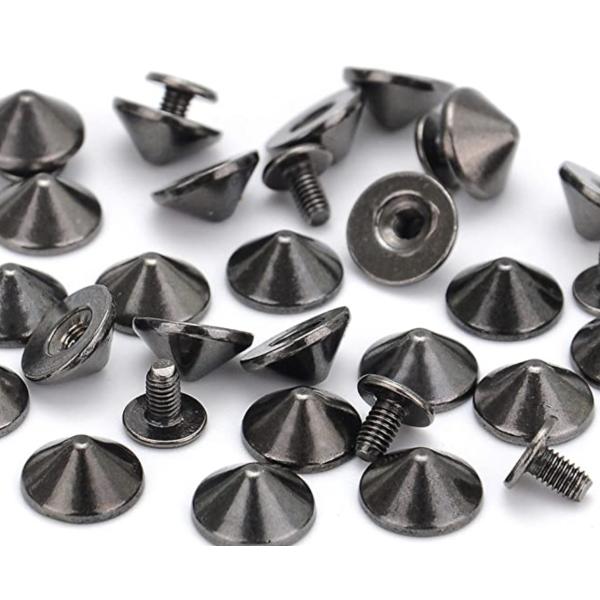 Lightweight Gunmetal Cone Spike Studs Screw Back Anti Corrosion For Clothing
