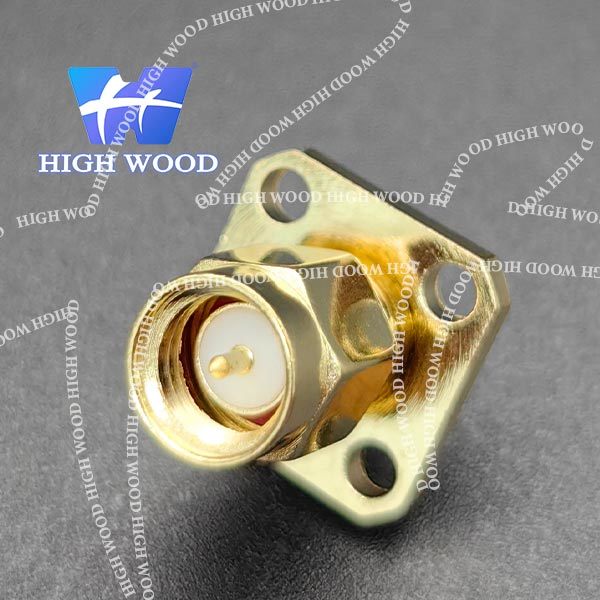 SMA Series RF Coaxial Connector,SMA-KFD Square 4-Hole Flange Male 4+3