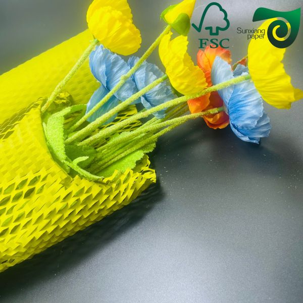 FSC 100gsm Yellow Honeycomb Paper Wrap  Eco Cushion For E Commerce  Logistics