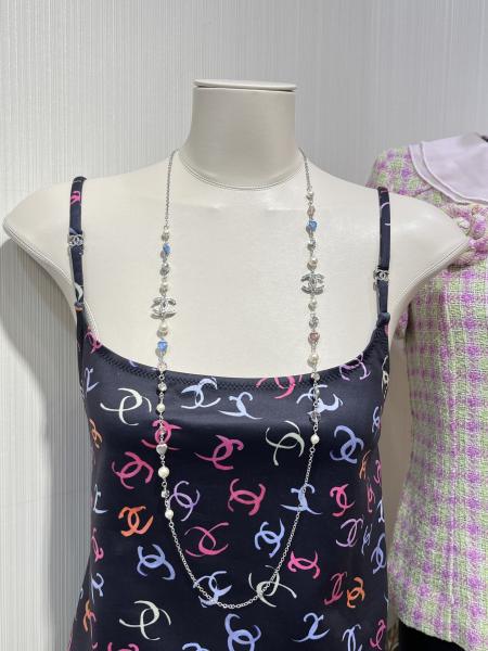 Blue Pink Heart Full Rhinestone Luxury Silver Necklace Luxury Jewelry Necklace
