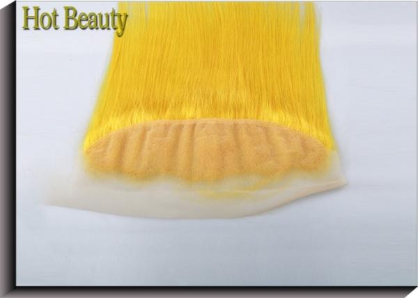 Customized Yellow Human Hair Virgin Lace Frontal Straight Durable Swiss Lace