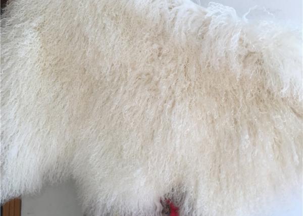 100% Sheepskin Natural Long hair Mongolian Lambskin Cream White Curly fur rug