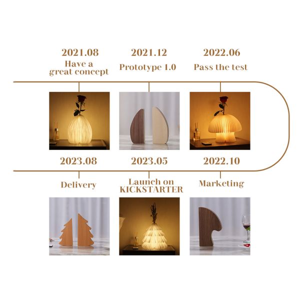 Modern E26 LED Rechargeable Folded Mushroom Paper Lamp Handmade