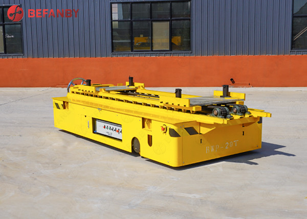 Outdoor Material Handling Lifting Equipment , Yellow Heavy Load Rail Transfer Cart