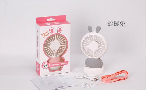 LED handy chargeable mini electric fan, cute cartoon handy mini stand electric fan, portable mini stand electric fan