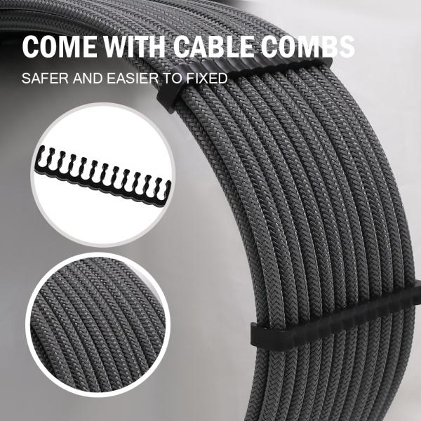Hot Selling Arc Cable Cotton Sleeved Computer PC ATX Used Male to Female Stripped Curved Extension Cord 18AWG 300mm