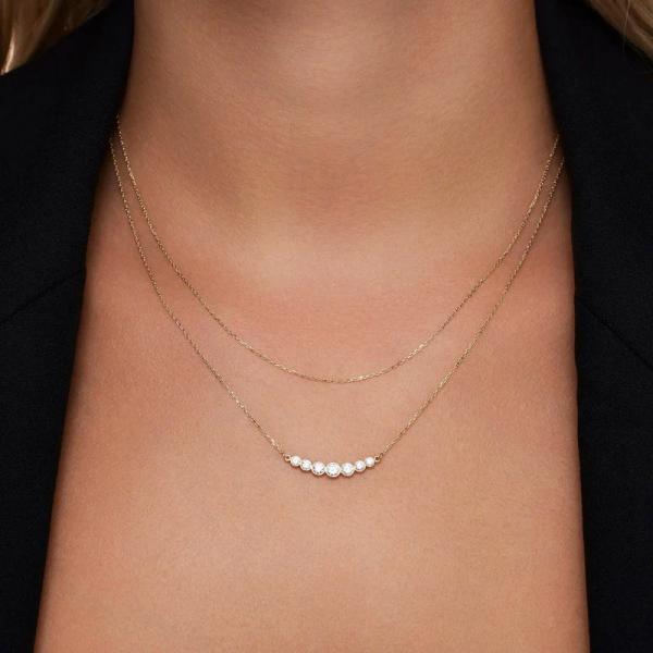 Minimalist 925 Sterling Silver Tennis Pendant Necklaces for Women Layer Stackable Necklaces