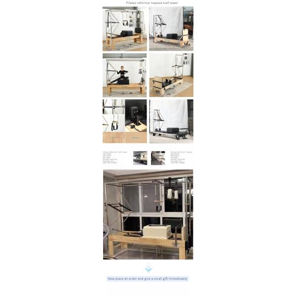 Cheap price Malaysian oak wood pilates reformer with half trapeze