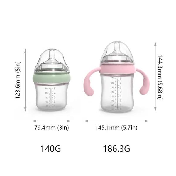 Odorless Silicone Baby Feeding Bottle Leakproof Transparent Pyramid Shape
