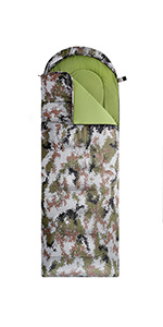 Camouflage Camping Sleeping Bag, Adults & Kids Seasons Warm Cold Weather Hiking Camping Indoor Outdoor Use