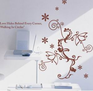 Contemporary Funky Wall Flower Stickers G121, Floral Wall Stickers /Wall Sticker Art /Decal Wall Stickers