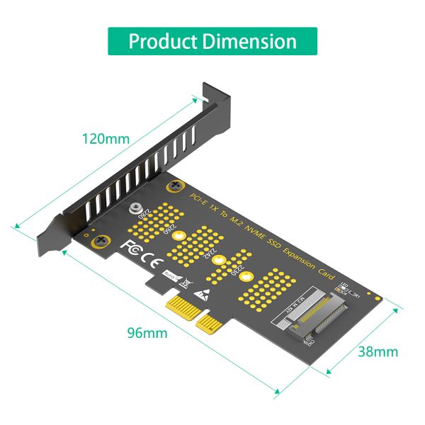 M.2 NVMe SSD to PCIe X1 Adapter Card with High Speed Data Transmission and PCIE 3.0 X4 Support for 2230-2280 Size SSDs