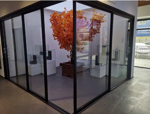 Porte coulissante en verre isolant en aluminium Porte coulissante à carénage Design moderne Installation facile