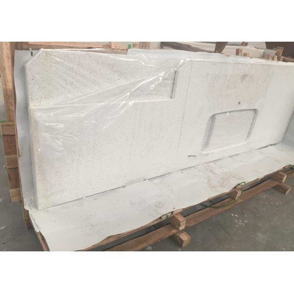 Square Quartz Bathroom Worktops With Stainless Steel Sink Undermounted