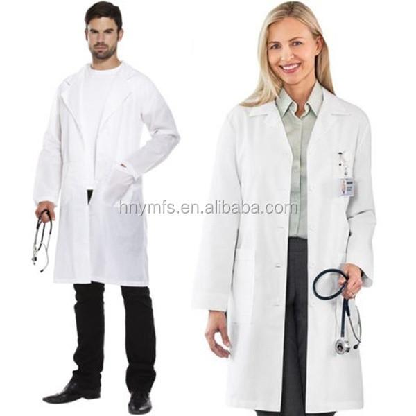 Long Sleeve Officer Collar White Medical Doctor Hospital Dress Female Male