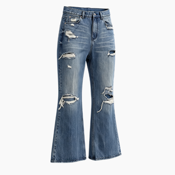 Faded Men's Jeans Horizontal Vintage Straight Leg Jeans Medium Blue