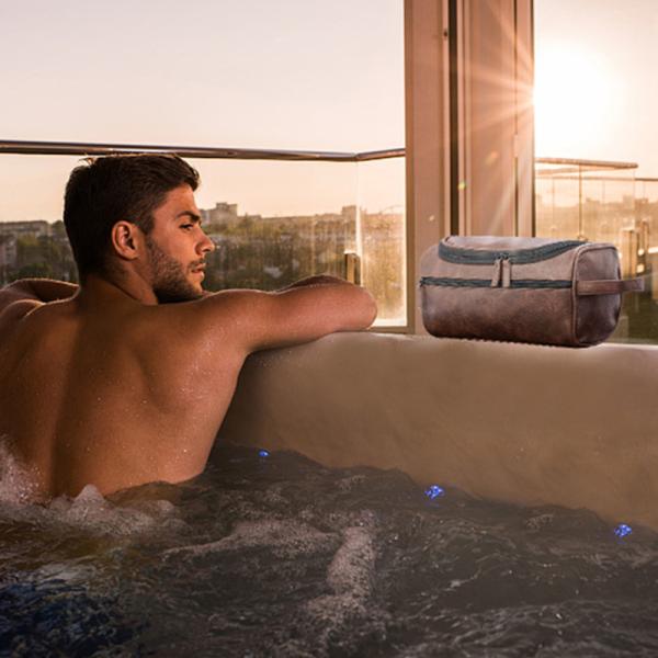 Fashion Waterproof Leather Cosmetic Toiletry Bag With Double Zipper