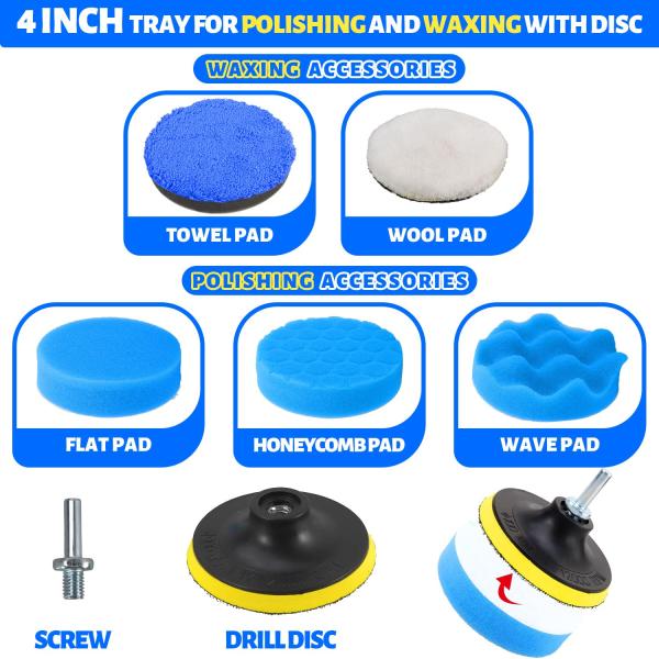 22 Pcs Kit de detalle de automóviles cepillos Conjunto de limpieza de interiores con perforación automática cepillado blando pegamento esponja almohadillas de pulido