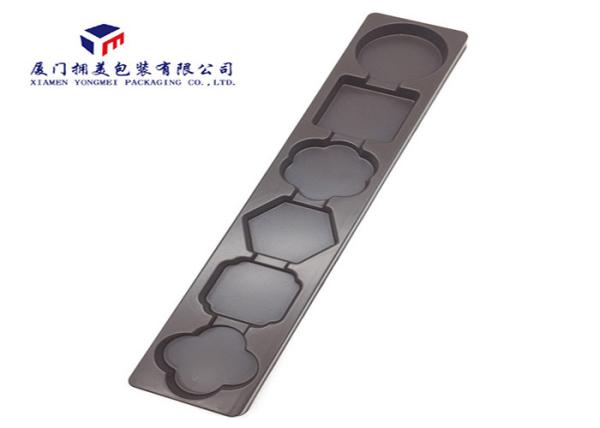 Six Holes Plastic Retail Packaging Boxes Deep Brown Opaque PS Chocolate Tray