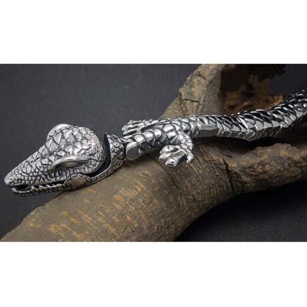 Men's Titanium Stainless Steel Bracelet Lizard Animal Style 8.5 Inches (JCE273)