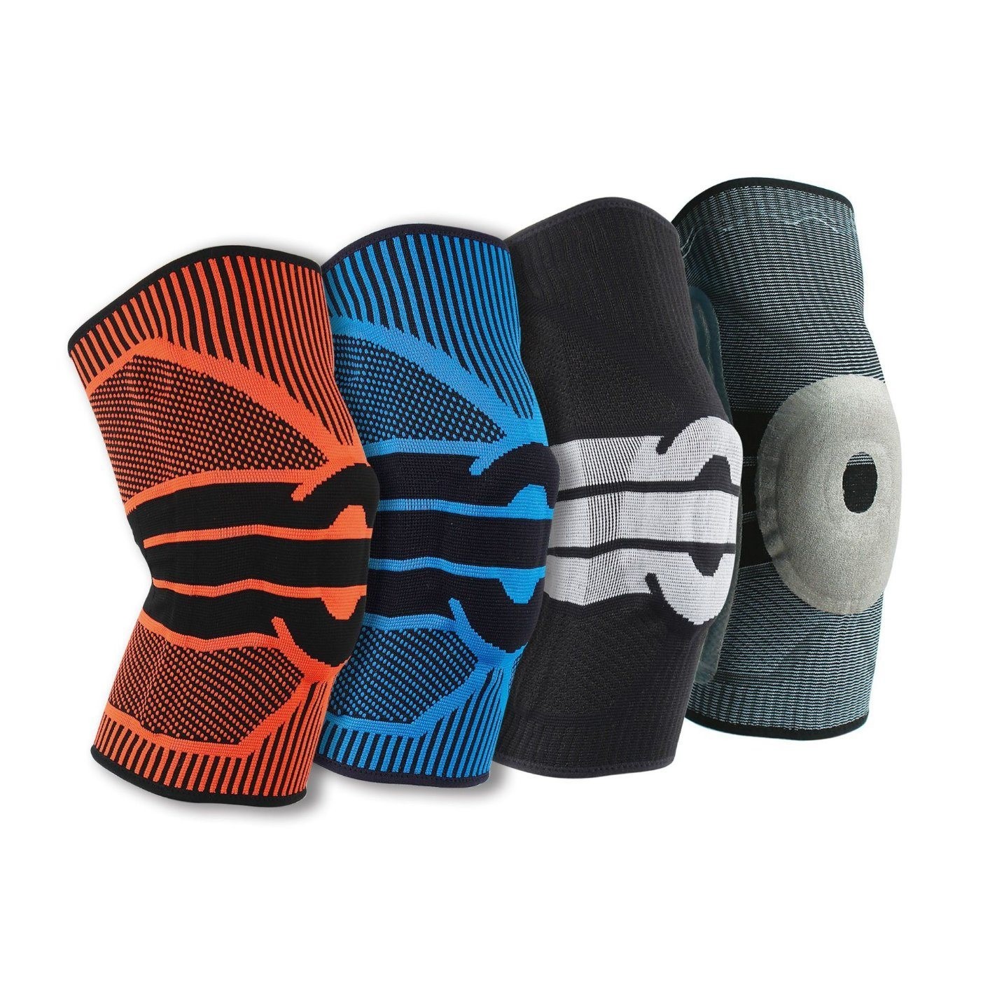 Silicon Pad Professional Sport Knee Brace Breathable and Red for Running Work out