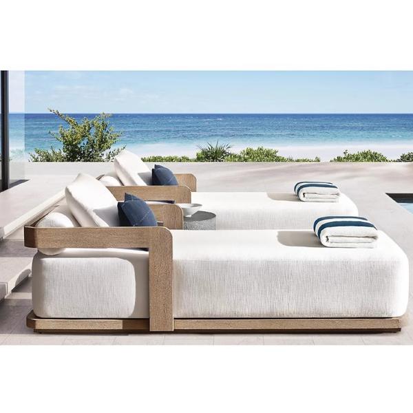 High End Nordic Garden Teak Sofa Lounge Chairs Set For Outdoor Villa Resort Furniture