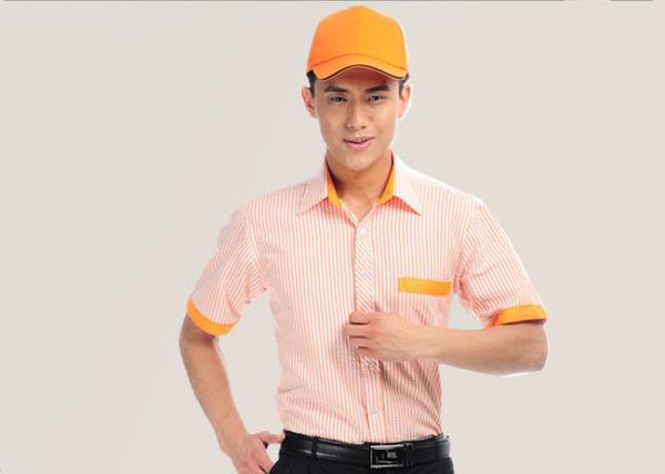 Embroidery Logo Restaurant Staff Uniform , Cool Bar Work Shirts Suit Collar Style