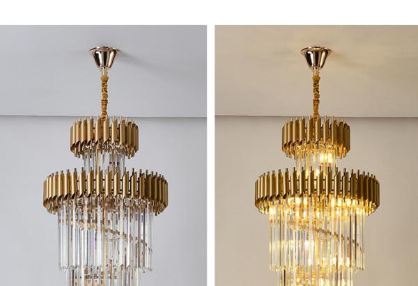 Large Top Long Crystal Led Chandeliers Hotel Hall Living Room staircase chandelier(WH-CY-179)