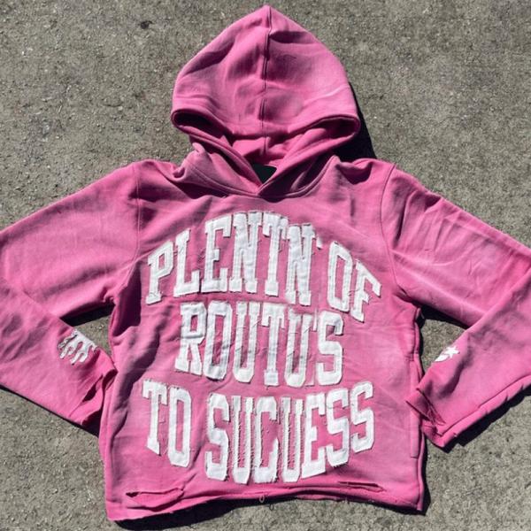 Francés Terry Slim Fit con capucha de gran tamaño en dificultades con capucha de diseño de corte de borde de cultivo