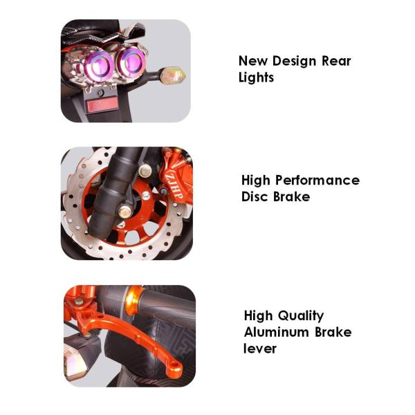 Two Wheels Electric Pedal Moped Scooter 55km/H 1000W 72V Battery
