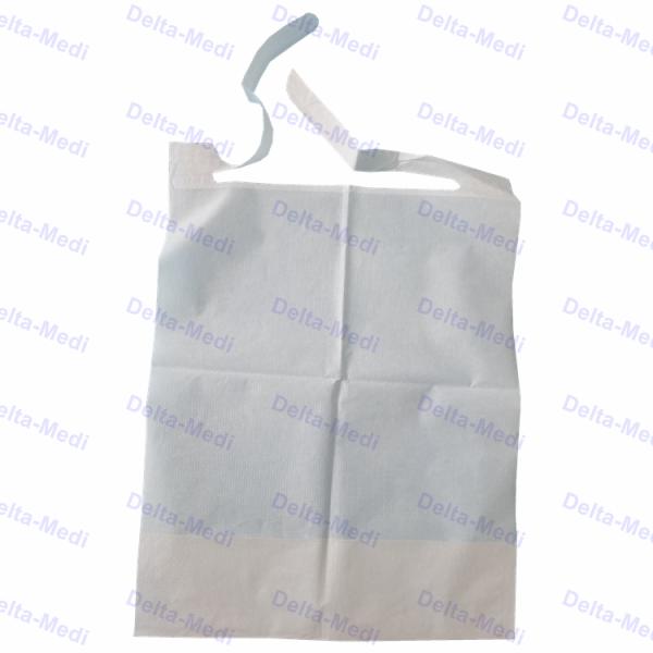 Blue White Disposable Patient Dental Bib With Tie Pocket