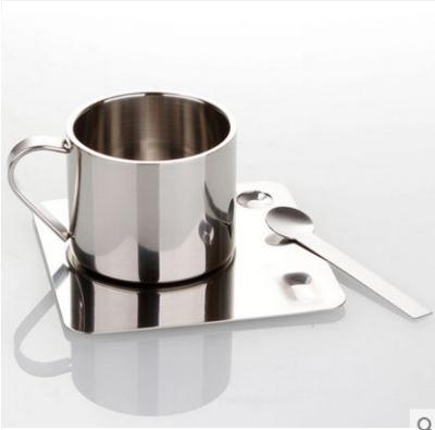 double wall stainless steel temp keeping coffee/tea cup with saucer