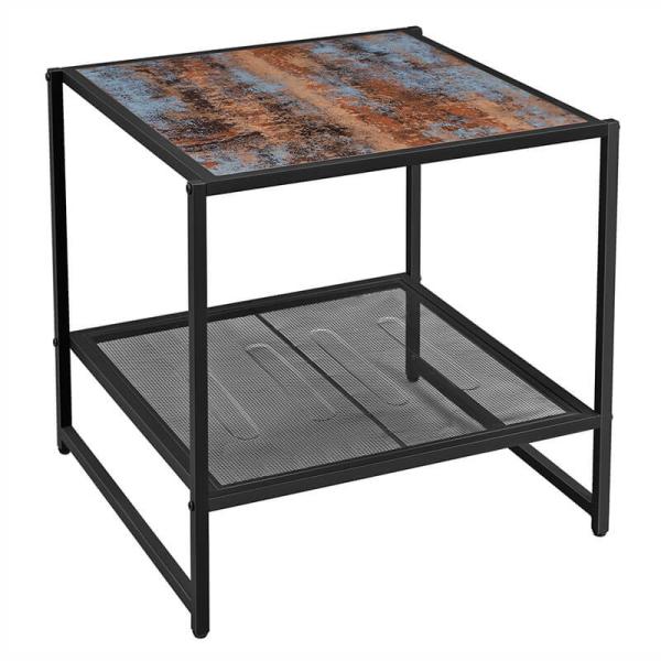 Small Side Table with Unique Design, Industrial Side Table, Side Table with Mesh Shelf, ULET53XB