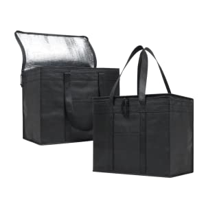 Foldable Insulated Shopping Bags Groceries Sturdy Zipper Washable Stands Coller Bag