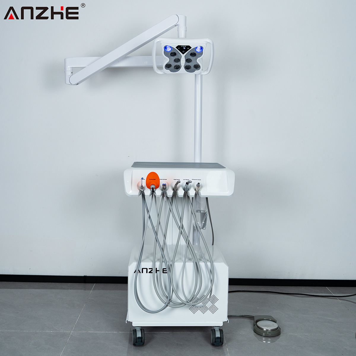 Portable Dental Unit with Butterfly LED Whitening Lamp Built In Air Compressor Suction System Ultrasonic Scaler and Curing Light for Dental Clinic