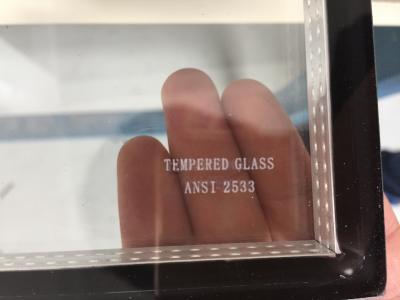 clear  tempered  insulated glass panel with white tempering logo for wood doors