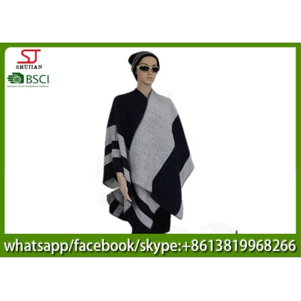 560g 130*130cm 100%Acrylic woven jacquard word poncho hot sale new style keep warm fashion scarf