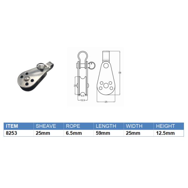 Polished Finish 8253 Stainless Steel Nylon Sheave Pulley Block