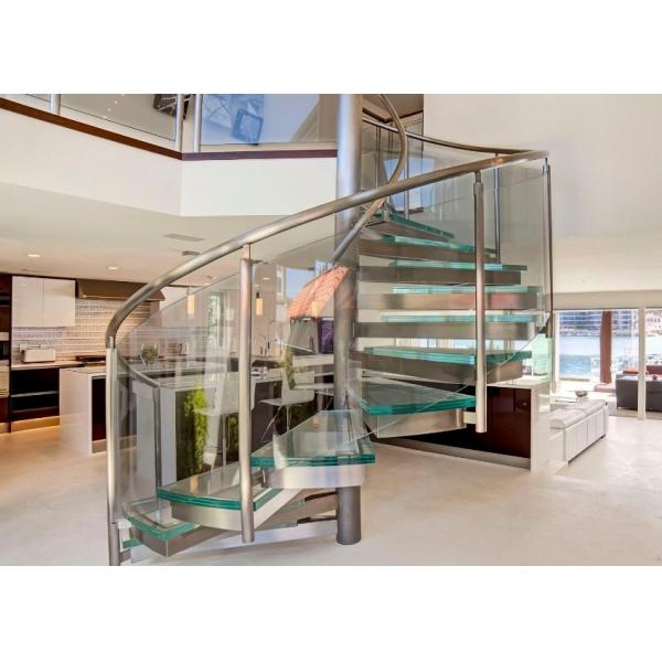 Tempered Glass Space Saving Spiral Staircase , Decorative Loft Spiral Staircase