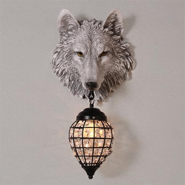 Resin Wolf Wall Lamps Vintage Wall Sconce Light Fixtures for Living Room Bedroom Loft Industrial Lamp (WH-VR-63)