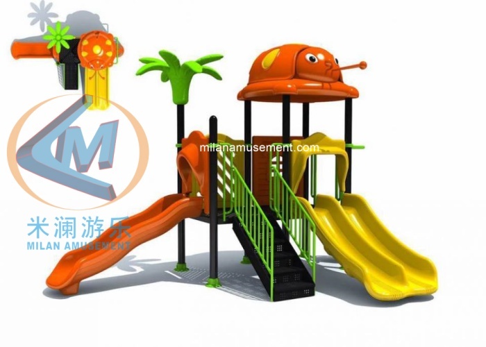 Kids Theme Playground Equipment– Outdoor Multi-Slide Combo with Double Lane & Single Slide