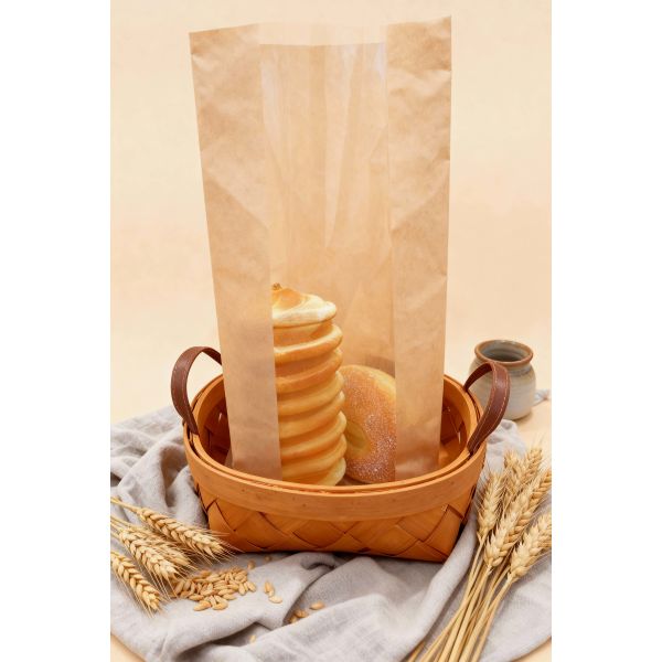 Custom kraft paper  claer window SOS bag Bakery Bag Bread Bag Food Bag