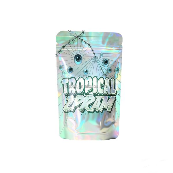 Stock Holographic Resealable Zipper Custom logo Digital Printing Yin Yang Wholesale Plastic Food Packaging Stand up Pouch